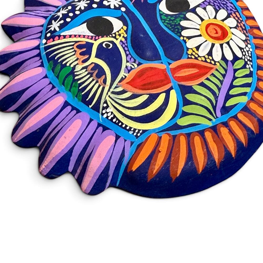 Talavera Made in Mexico Clay Folk Art Sun Moon Wall Hanging Souvenir Decor - Picture 3 of 6